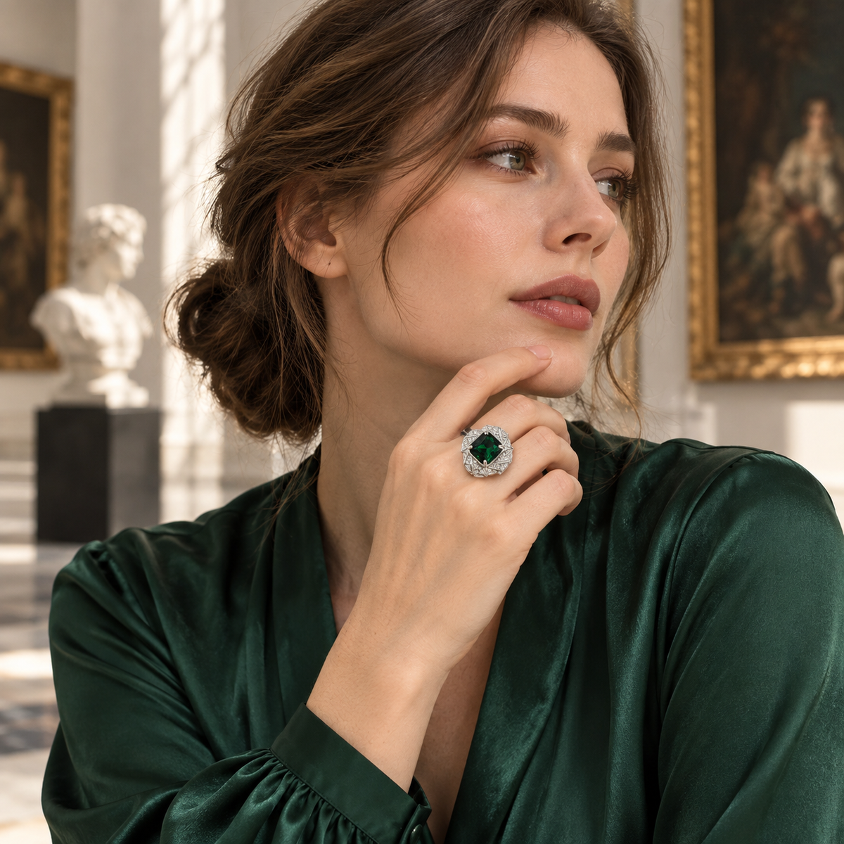 The Verdant Heirloom: Art Deco Vintage Emerald Ring for Business Elite