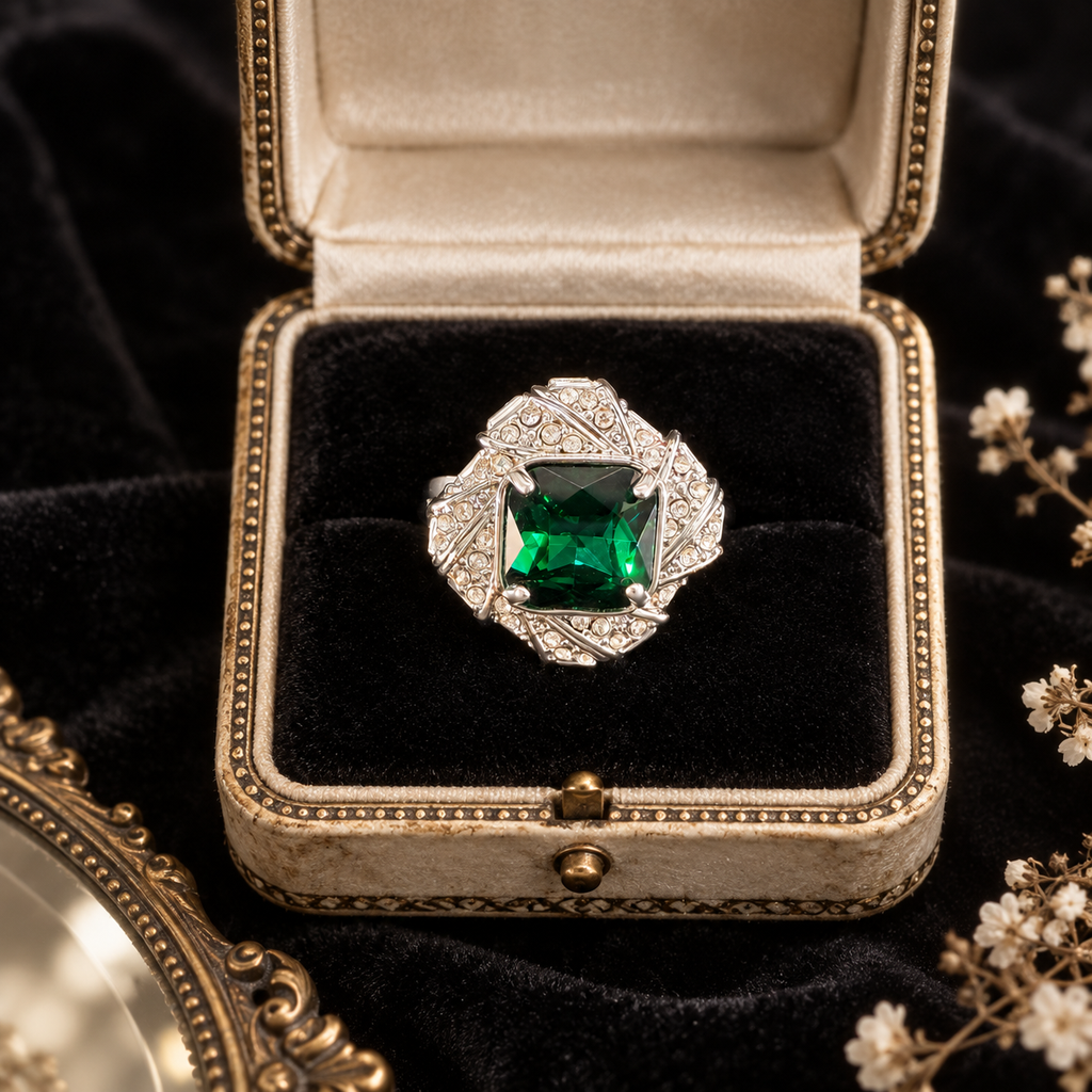 The Verdant Heirloom: Art Deco Vintage Emerald Ring for Business Elite