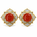 Gilded Mandala Red Agate Statement Earrings